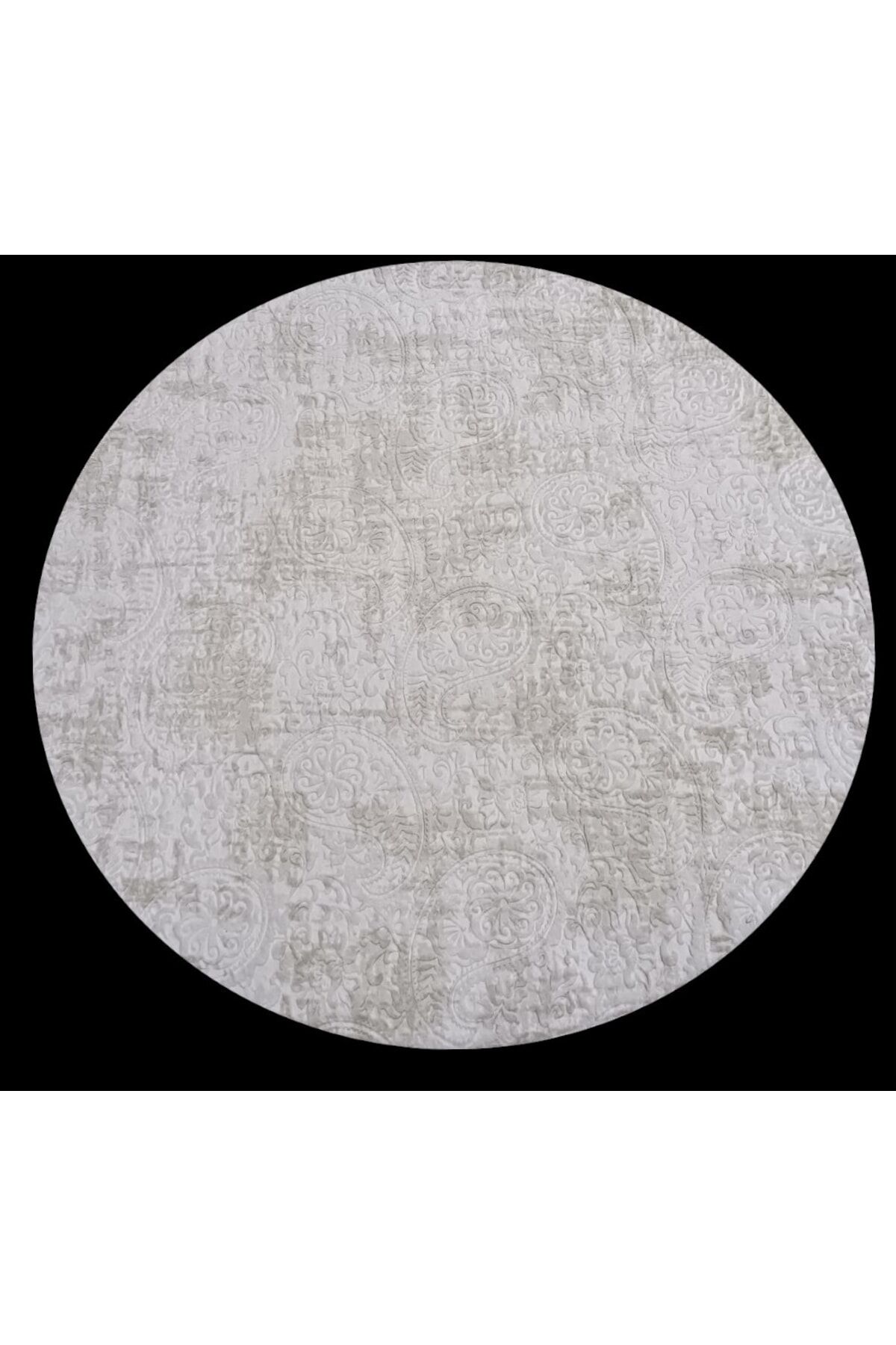 Yuvarlak Nevra Asos Krem Kaymaz Taban Yıkanabilir Yolluk Halı 200 x 200 - Krem