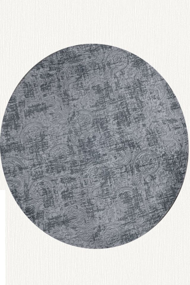 Yuvarlak Nevra Asos Krem Kaymaz Taban Yıkanabilir Yolluk Halı 100 x 100 - SİYAH ANTRASİT