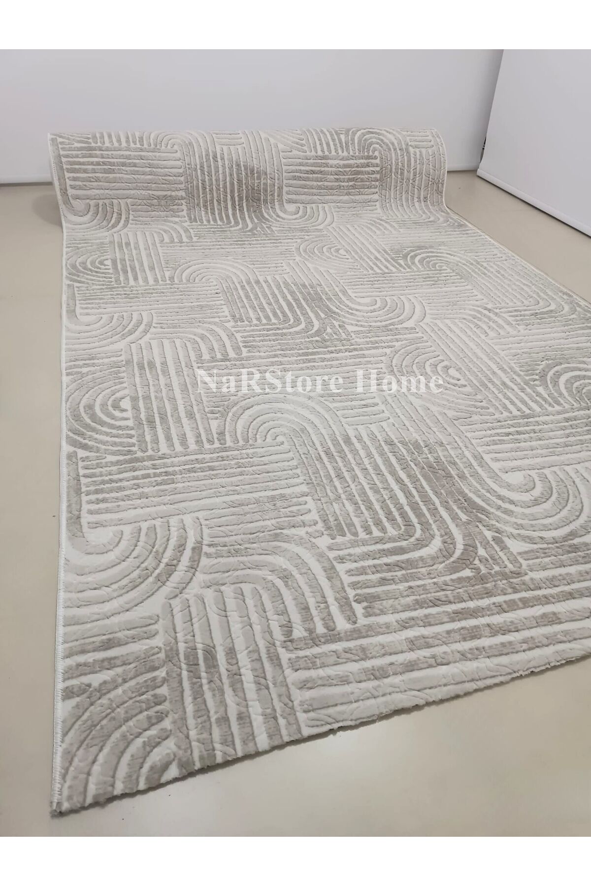 ELİT OSSO KREM VİZON KABARTMALI KAYMAZ TABAN YIKANABİLİR KESME YOLLUK HALI VİZON - 120 x 700