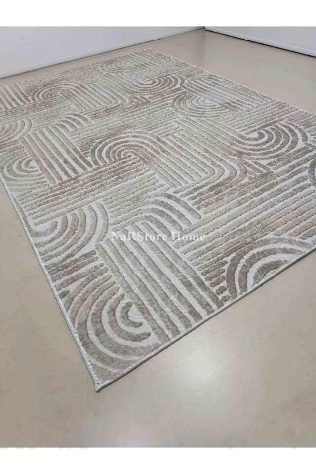 ELİT OSSO KREM VİZON KABARTMALI KAYMAZ TABAN YIKANABİLİR KESME YOLLUK HALI VİZON - 120 x 700