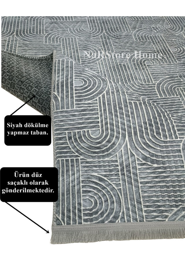 KAYMAZ TABAN SAÇAKLI SMART DİAMOND GRİ KABARTMALI YIKANABİLİR KESME YOLLUK HALI ANTRASİT - 150 x 450