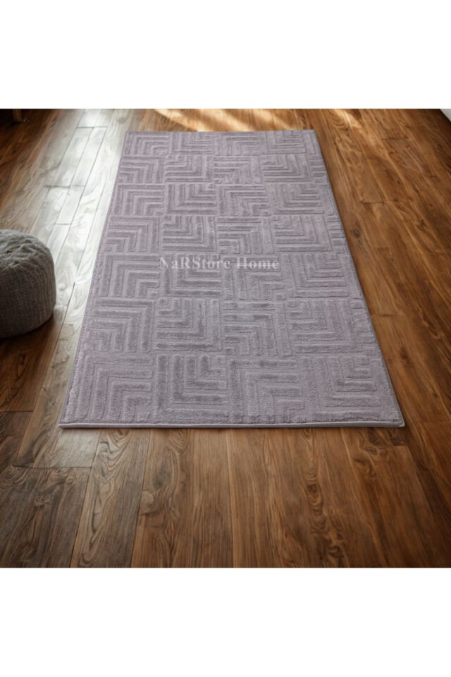 Kaymaz Tabanlı Çeşme Kahverengi Rölyef Bukle Kesme Salon Koridor Mutfak Halısı Yolluk Gri̇ - 80 X 260