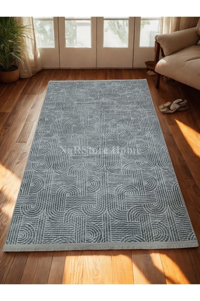 KAYMAZ TABAN SAÇAKLI SMART DİAMOND GRİ KABARTMALI YIKANABİLİR KESME YOLLUK HALI 100 x 200