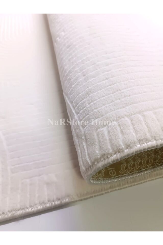 Rölyef Joy Krem Saçaklı Kaymaz Taban Kesme Halı Yolluk 150 x 230 - BEJ