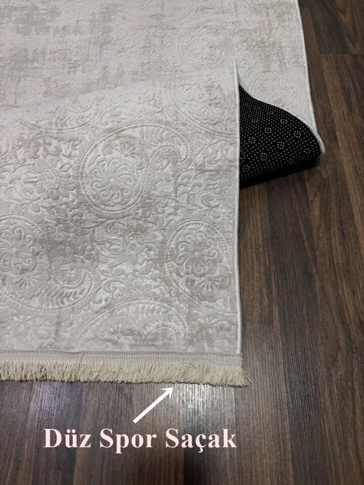 Kaymaz Tabanlı Saçaklı Yıkanabilir Leke Tutmaz Kesme Kabartmalı Salon Koridor Mutfak Halısı VİZON - 80 x 650