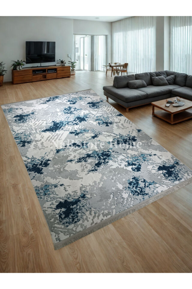 Renkli Multi Saçaklı Kaymaz Tabanlı Kesme Yıkanabilir Hali Yolluk 120 x 800 - GRİ