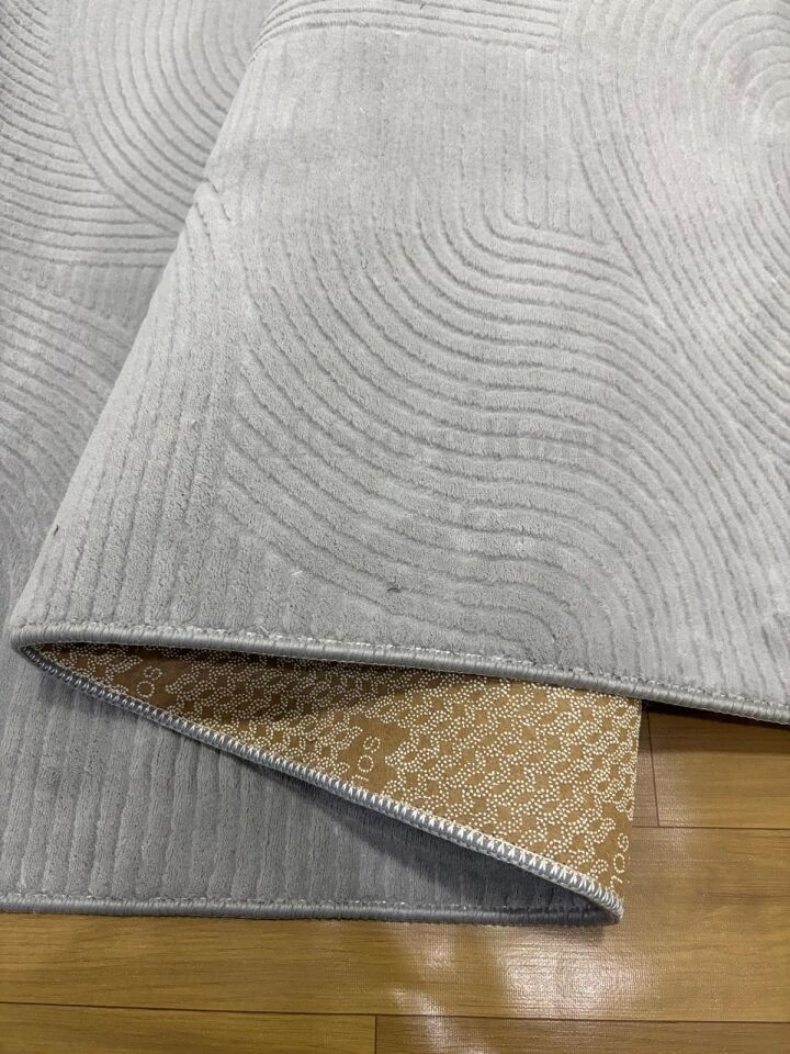 Rölyef Joy Gri Kaymaz Taban Kesme Halı Yolluk 120 x 750 - Açık Gri