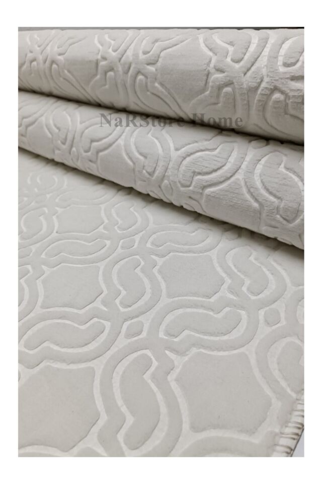 ELİT KABARTMALI KREM BEJ YIKANABİLİR KAYMAZ TABAN KESME YOLLUK HALI Bej - 100 X 380