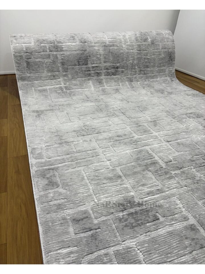 Aksu Stan Kaymaz Tabanlı Kesme Kabartmalı Salon Koridor Mutfak Yıkanabilir Hali Gri 80 x 700 - GRİ