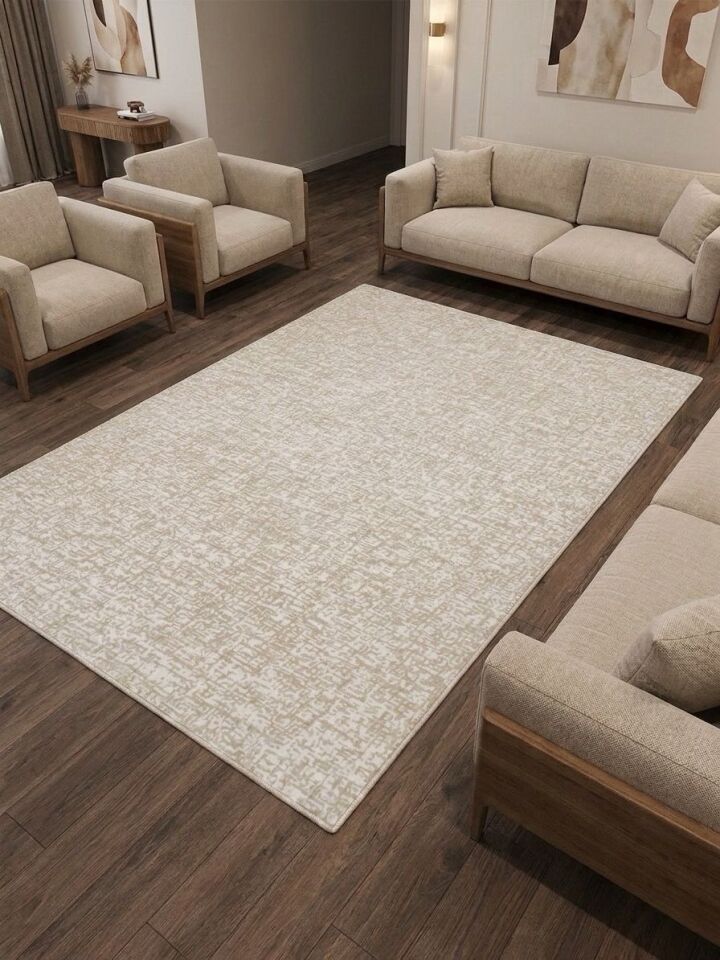 Düz Desen Bej Yıkanabilir Kaymaz Taban Kesme Halı Yolluk 100 x 150 - BEJ