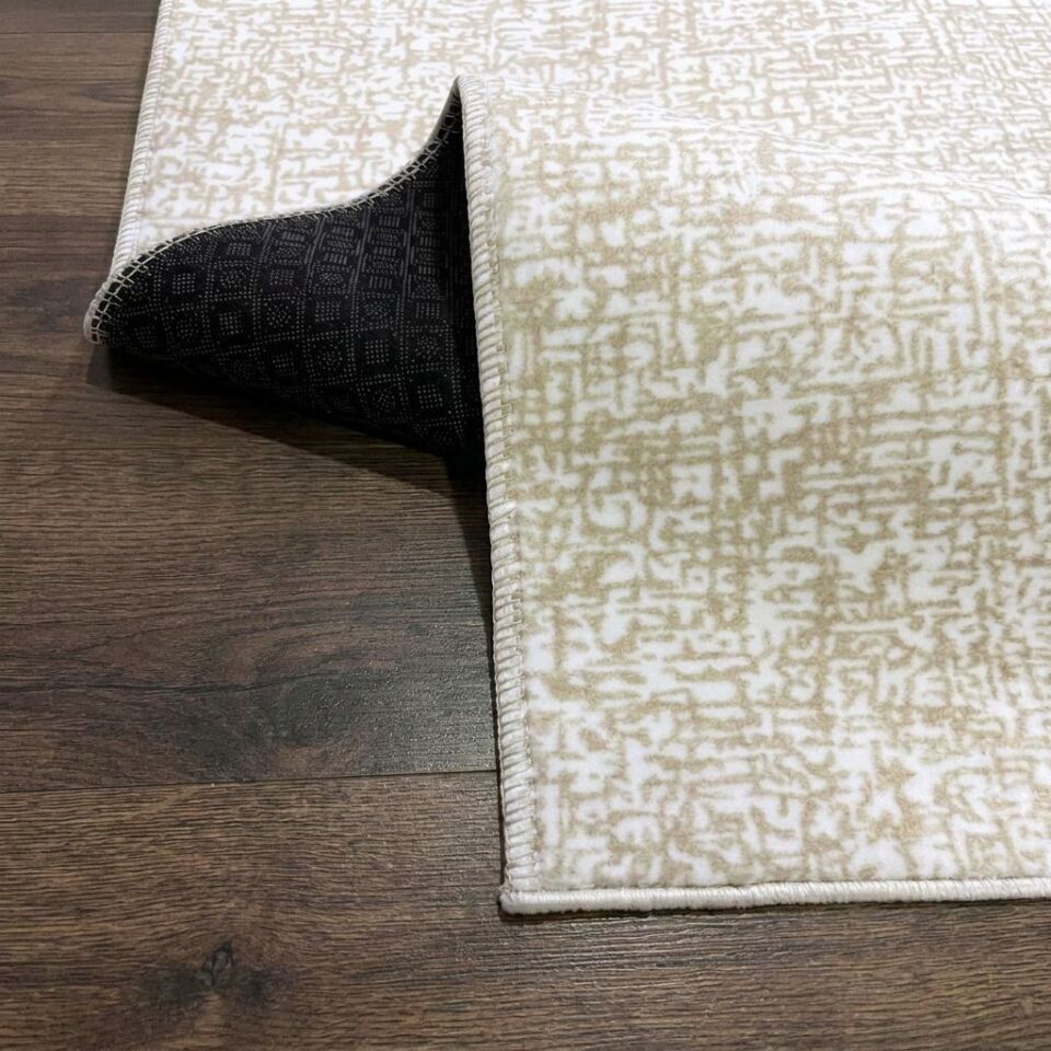Düz Desen Bej Yıkanabilir Kaymaz Taban Kesme Halı Yolluk 100 x 150 - BEJ