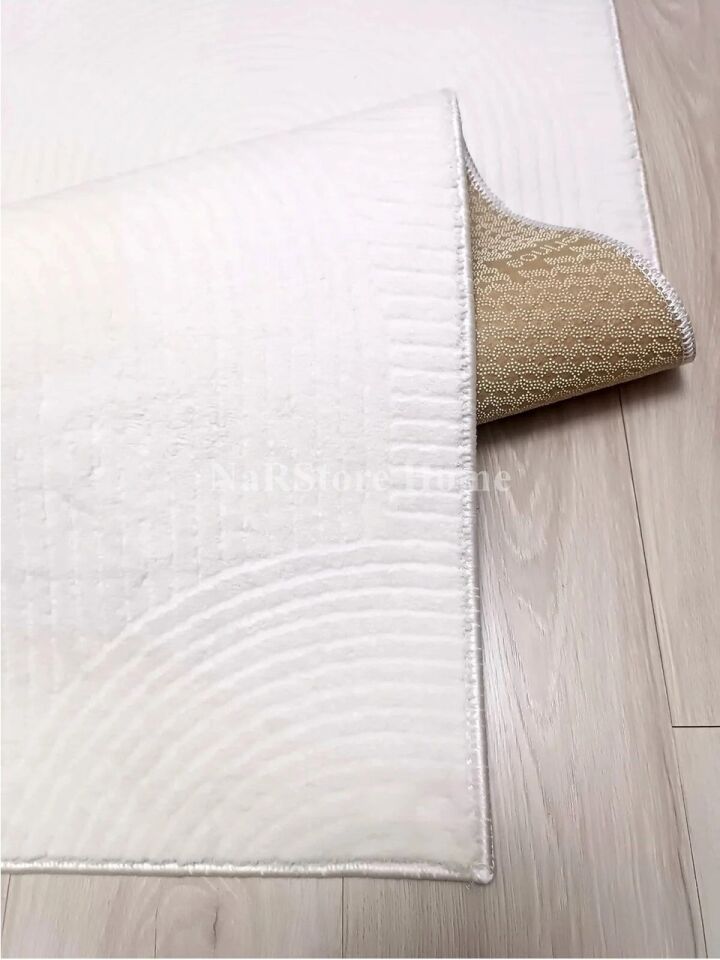 Rölyef Joy Krem Kaymaz Yıkanabilir Taban Kesme Salon Mutfak Halı Yolluk 200 x 650 - Krem