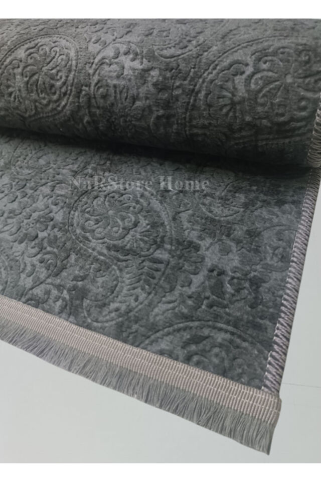 Kaymaz Taban Saçaklı Kesme Halı Yolluk Nevra Dinar Antrasit 150 x 700 - ANTRASİT