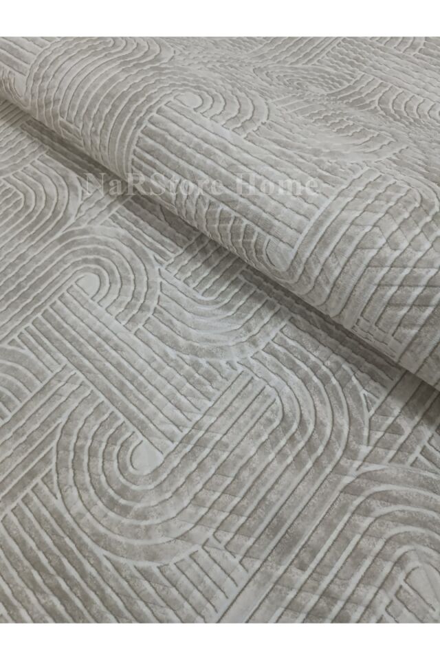 KAYMAZ TABAN SAÇAKLI SMART DİAMOND GRİ KABARTMALI YIKANABİLİR KESME YOLLUK HALI Krem - 150 X 230