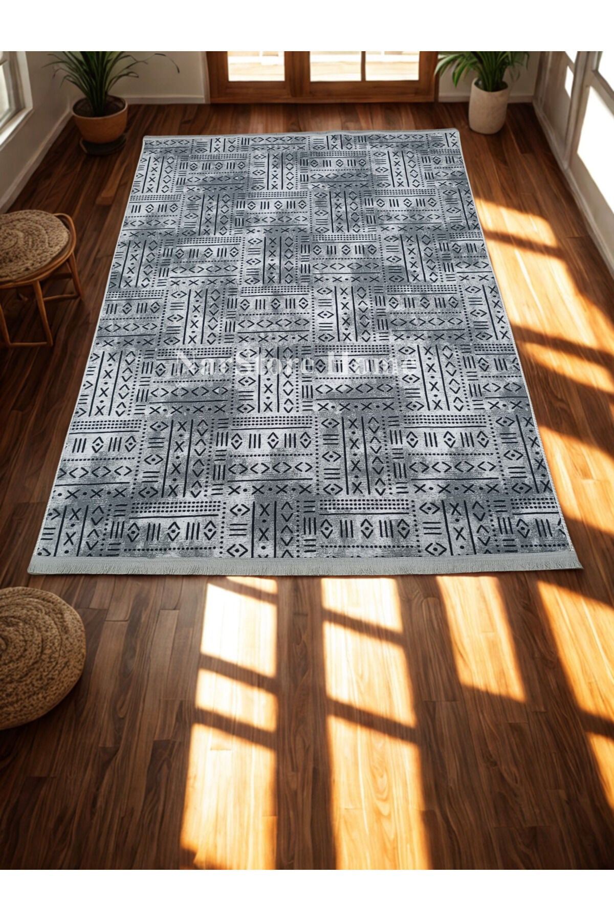 ELİT KREM SAÇAKLI KABARTMALI YIKANABİLİR KAYMAZ TABAN KESME YOLLUK HALI 150 x 450 - ANTRASİT