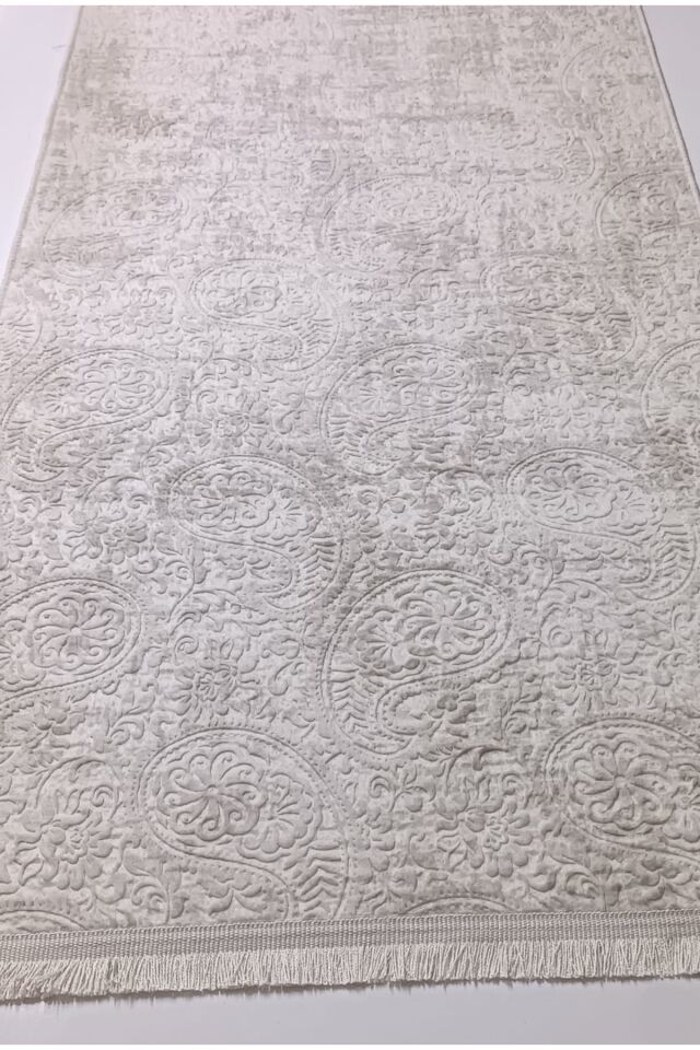 Kaymaz Taban Saçaklı Kesme Halı Yolluk Nevra Dinar Antrasit 120 x 700 - VİZON
