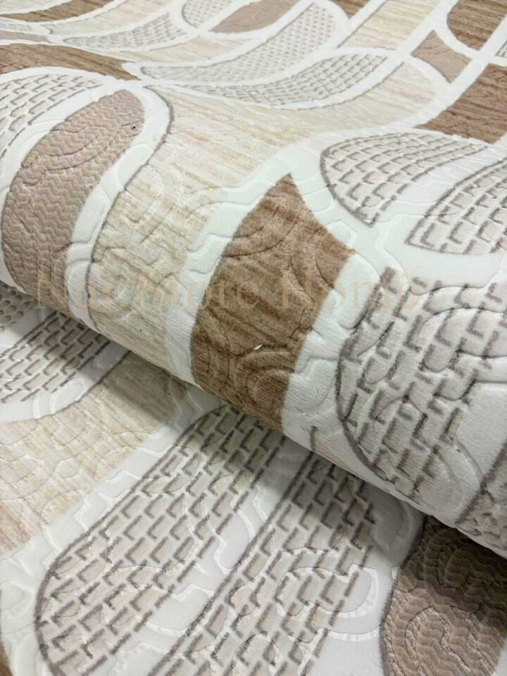 Kaymaz Taban Saçaklı Krem Bej Modern Geometrik Yıkanabilir Koridor Salon Mutfak Yolluk Halı BEJ - 150 x 850