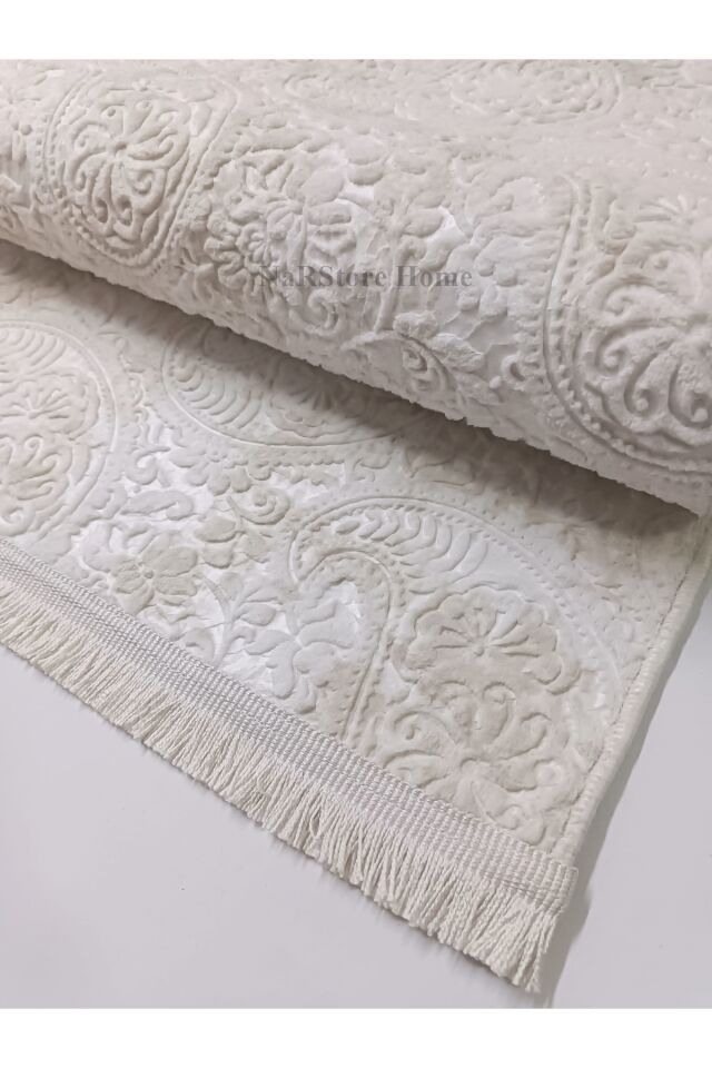 Kaymaz Taban Saçaklı Kesme Halı Yolluk Nevra Dinar Antrasit Krem - 120 X 500