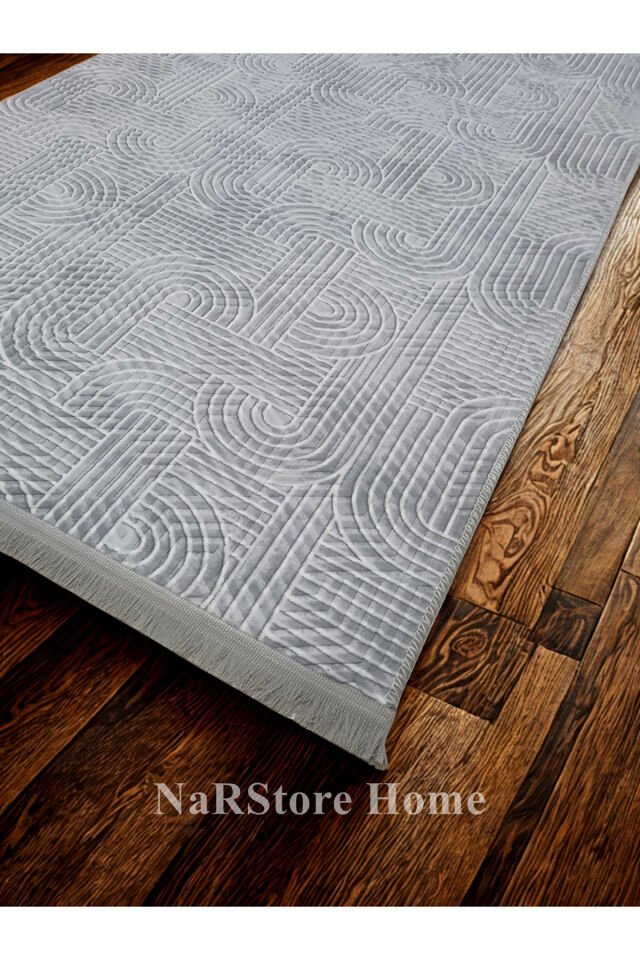 KAYMAZ TABAN SAÇAKLI SMART DİAMOND GRİ KABARTMALI YIKANABİLİR KESME YOLLUK HALI Beyaz - 150 X 400