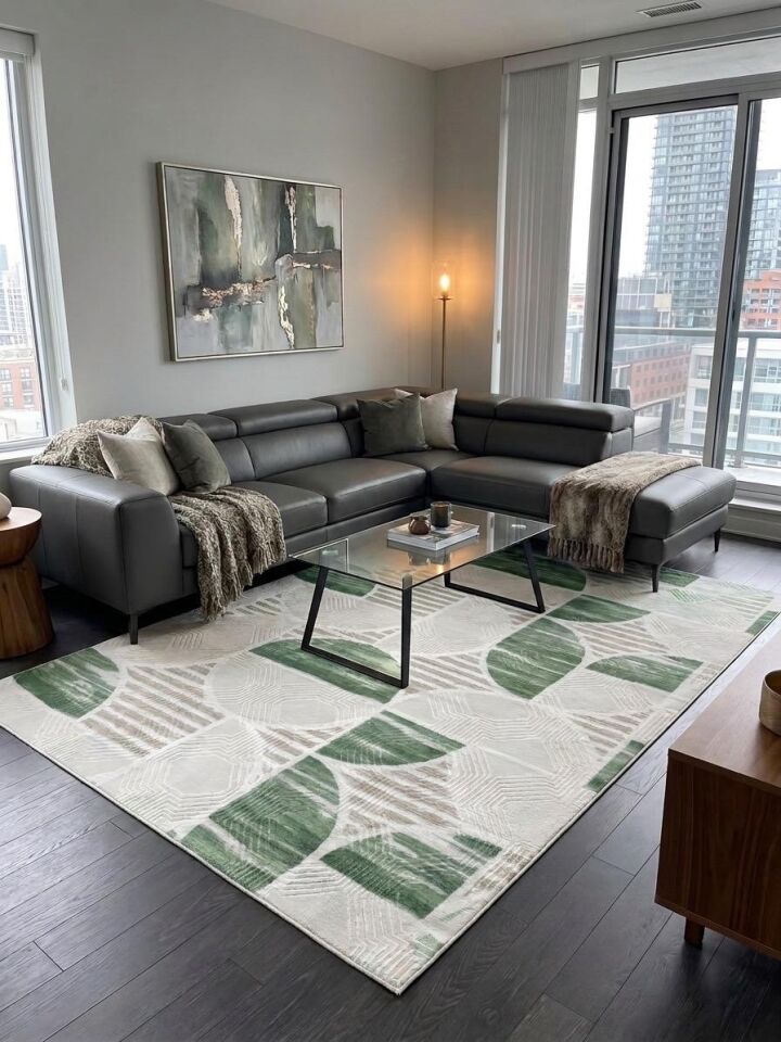 Krem Yeşil Modern Yıkanabilir Kabartmalı Kaymaz Taban Kesme Halı Yolluk 150 x 450 - YEŞİL