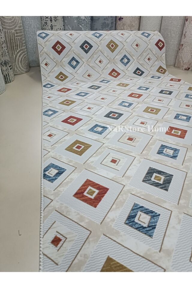 Kahve Gri Kaymaz Taban Yıkanabilir Kesme Yolluk Salon Mutfak Oturma Odası Halı Renkli̇ - 200 X 500