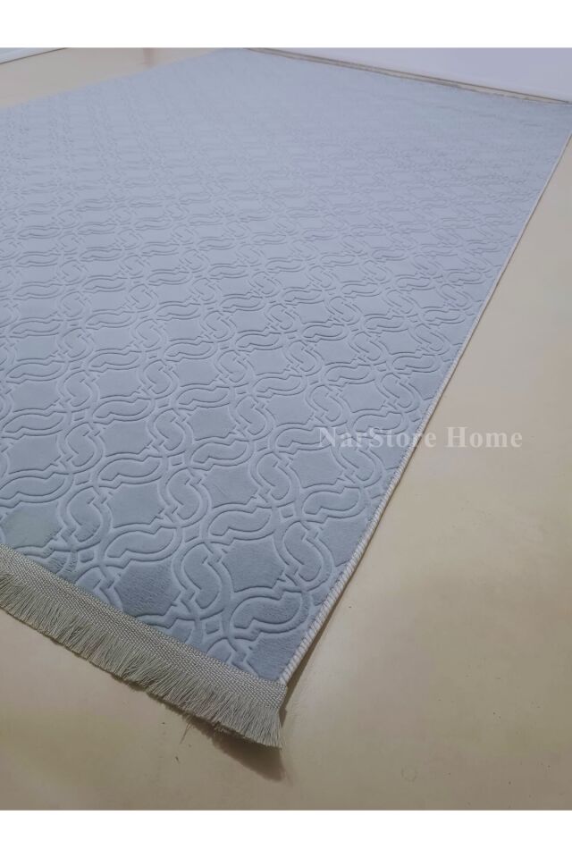 ELİT KREM SAÇAKLI KABARTMALI YIKANABİLİR KAYMAZ TABAN KESME YOLLUK HALI 100 x 900 - GRİ