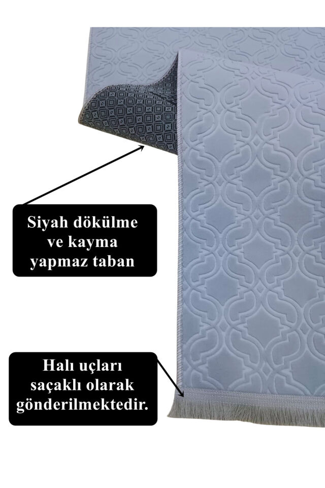 ELİT KREM SAÇAKLI KABARTMALI YIKANABİLİR KAYMAZ TABAN KESME YOLLUK HALI 100 x 900 - GRİ