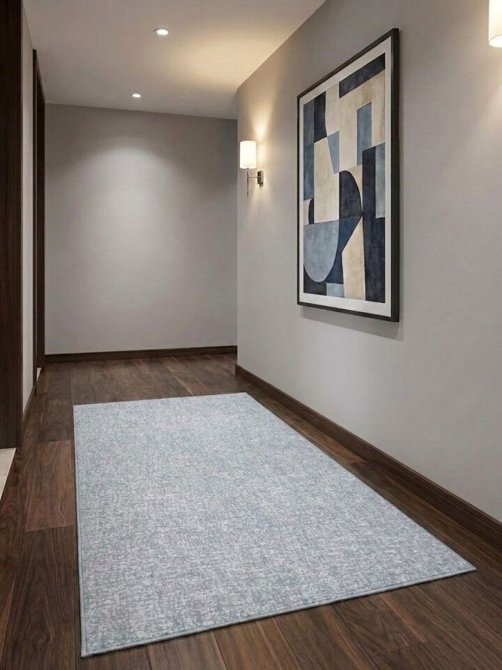 Düz Desen Gri Yıkanabilir Kaymaz Taban Kesme Halı Yolluk