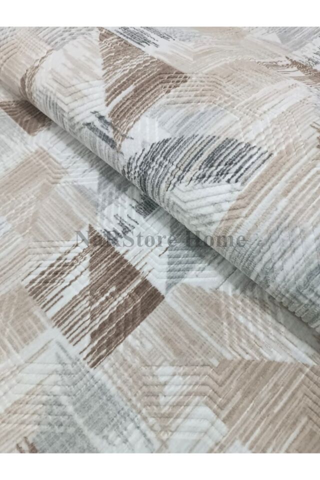 Dinar Gri Kahve Kaymaz Taban Yıkanabilir Kesme Yolluk Halı Modern Desen