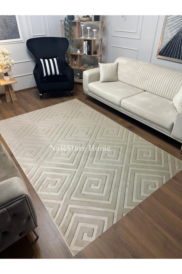 ELİT EMBOS KAHVE VİZON KAYMAZ TABAN YIKANABİLİR KESME HALI YOLLUK Vizon - 150 X 200