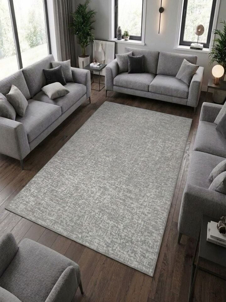 Düz Desen Gri Yıkanabilir Kaymaz Taban Kesme Halı Yolluk 100 x 500 - GRİ