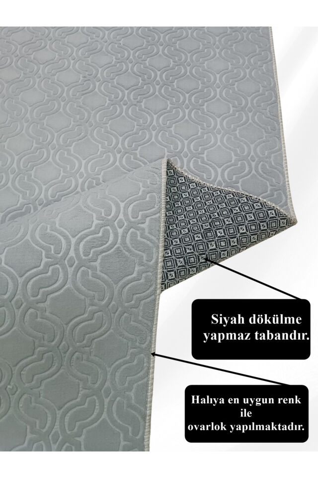 ELİT KABARTMALI KREM BEJ YIKANABİLİR KAYMAZ TABAN KESME YOLLUK HALI Gri̇ - 200 X 700