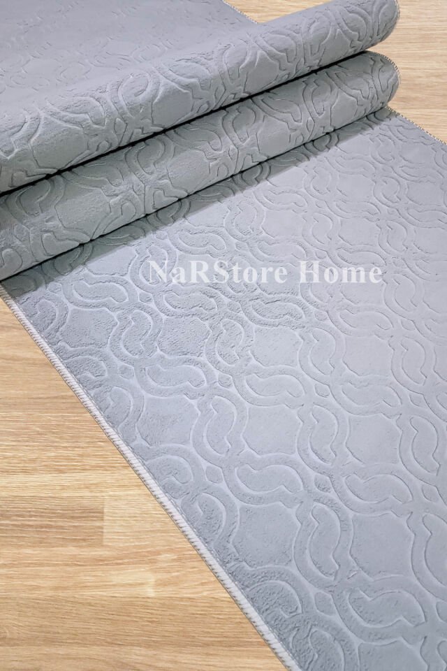 ELİT KABARTMALI KREM BEJ YIKANABİLİR KAYMAZ TABAN KESME YOLLUK HALI Gri̇ - 200 X 700